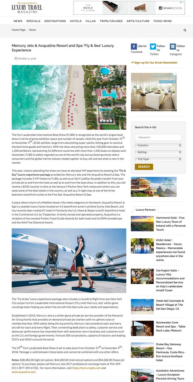 luxury experience brand awareness marketing campaign acqualina resort and spa hotel tourism hospitality pr florida