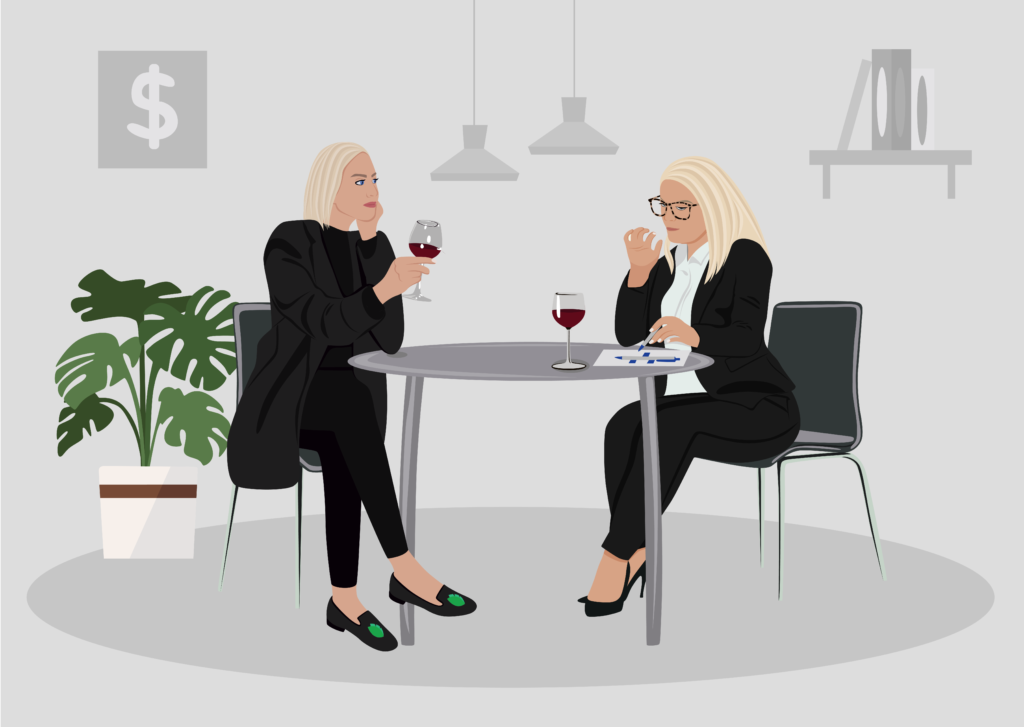 Wine, women and wealth event for a financial advisor